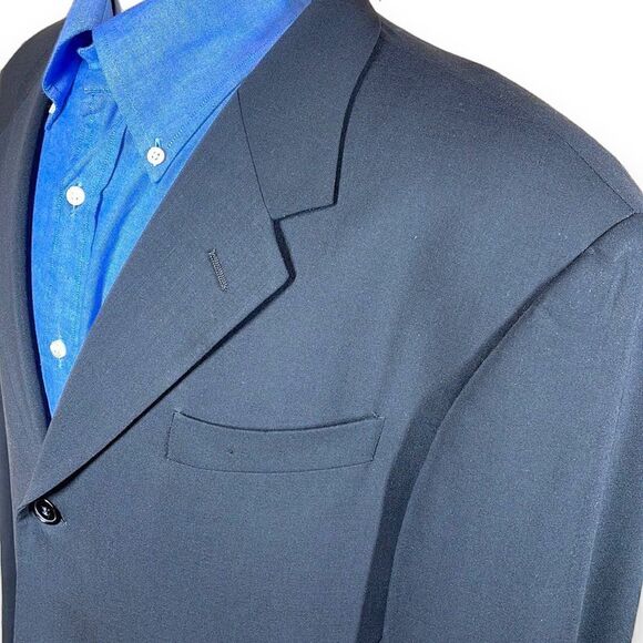 Donna Karan Signature Blazer Mens 44L Black Italian Wool Three Button Sport Coat - Picture 16 of 16